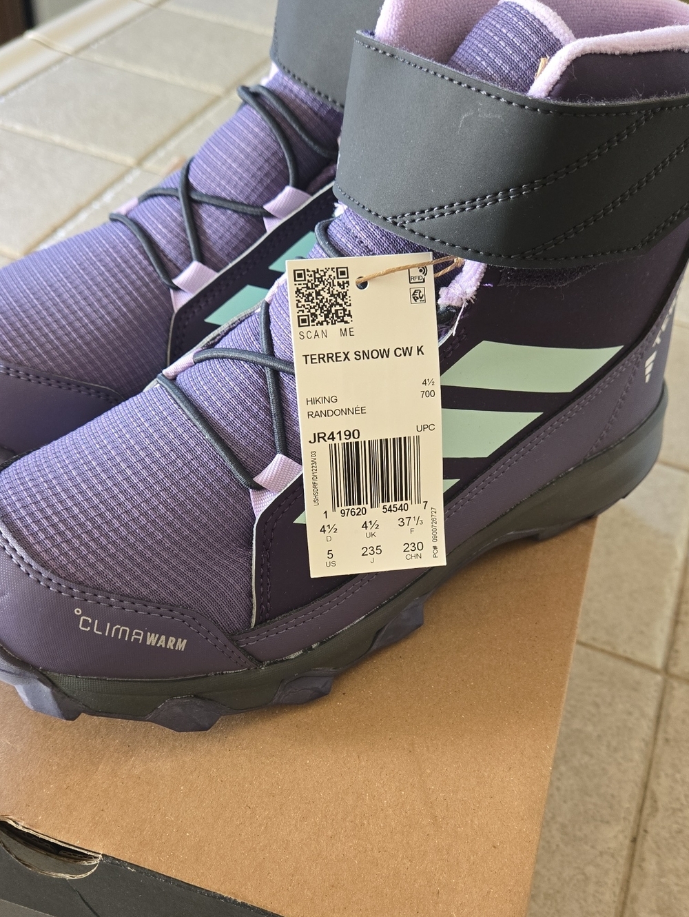 adidas Purple Kids Winter Boots Terrex Snow CW K
